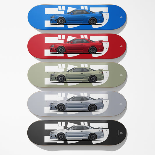 R34 Skyline Car Art Skateboard Deck