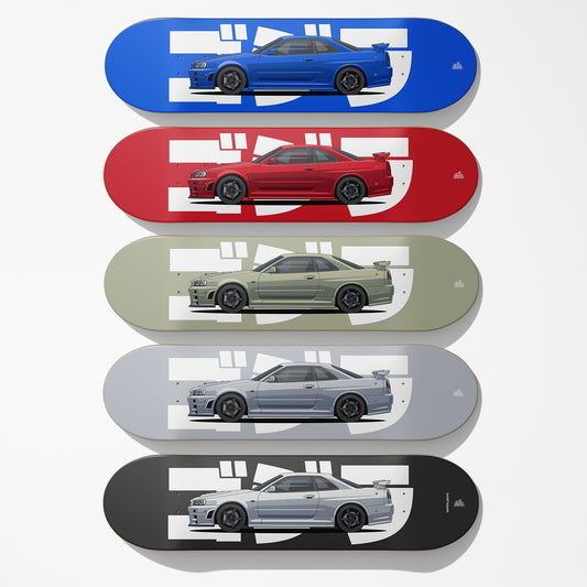 R34 Skyline Car Art Skateboard Deck