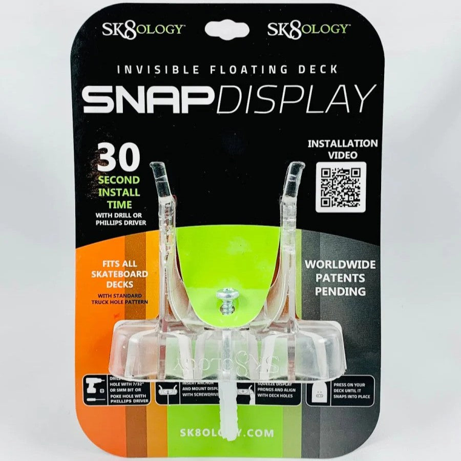 SK8OLOGY Snap Display packaging with clear plastic component on a white background